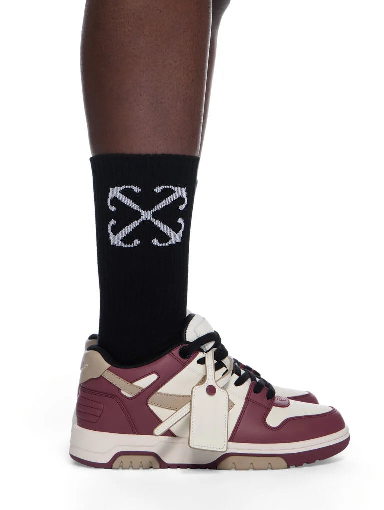 Off-White Out Of Office Leather Sneakers in White and Burgundy