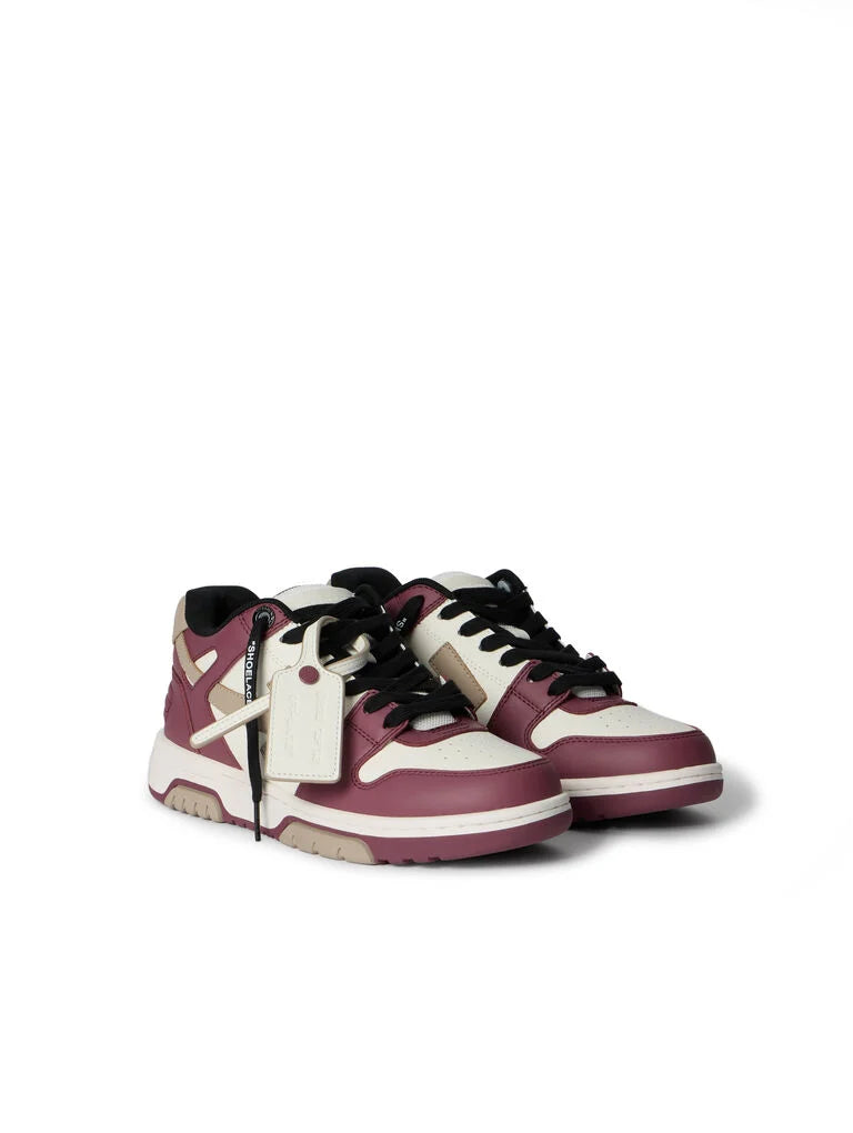 Off-White Out Of Office Leather Sneakers in White and Burgundy