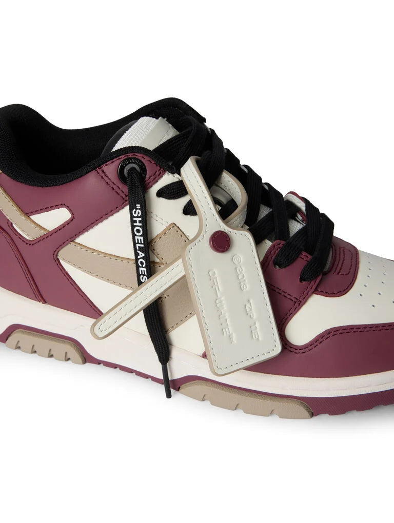 Off-White Out Of Office Leather Sneakers in White and Burgundy