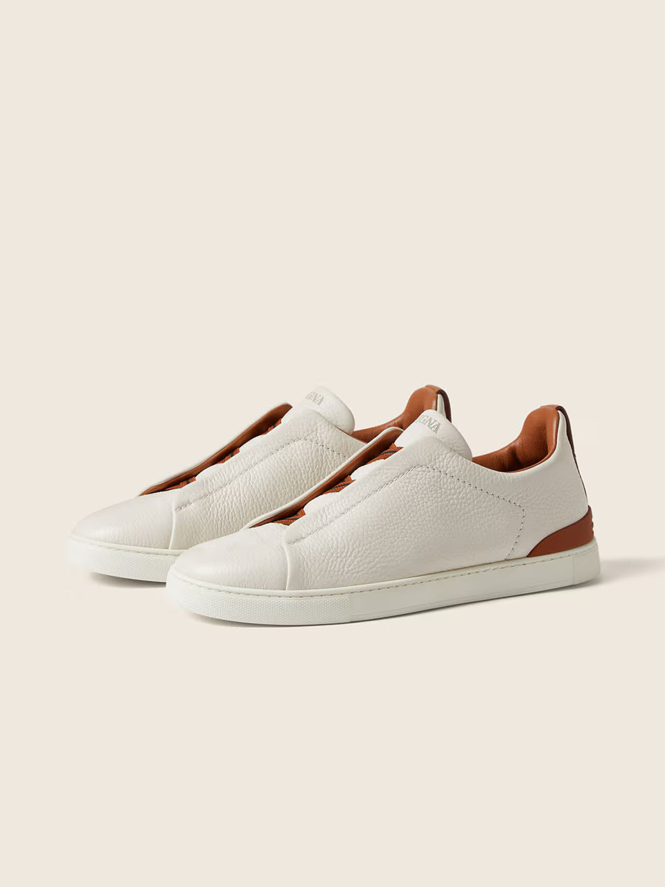Zegna Off White Deerskin Triple Stitch™ Sneakers