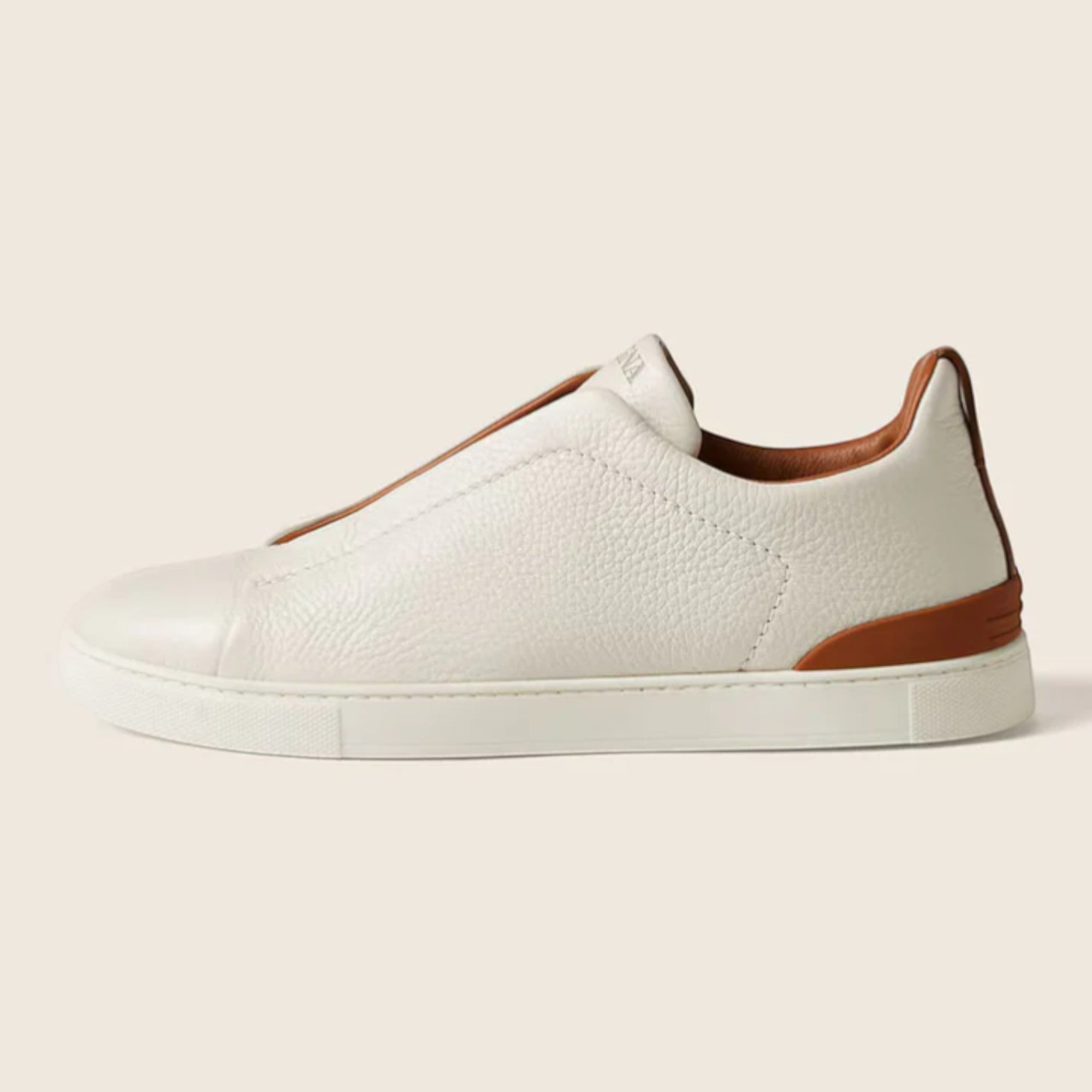 Zegna Off White Deerskin Triple Stitch™ Sneakers