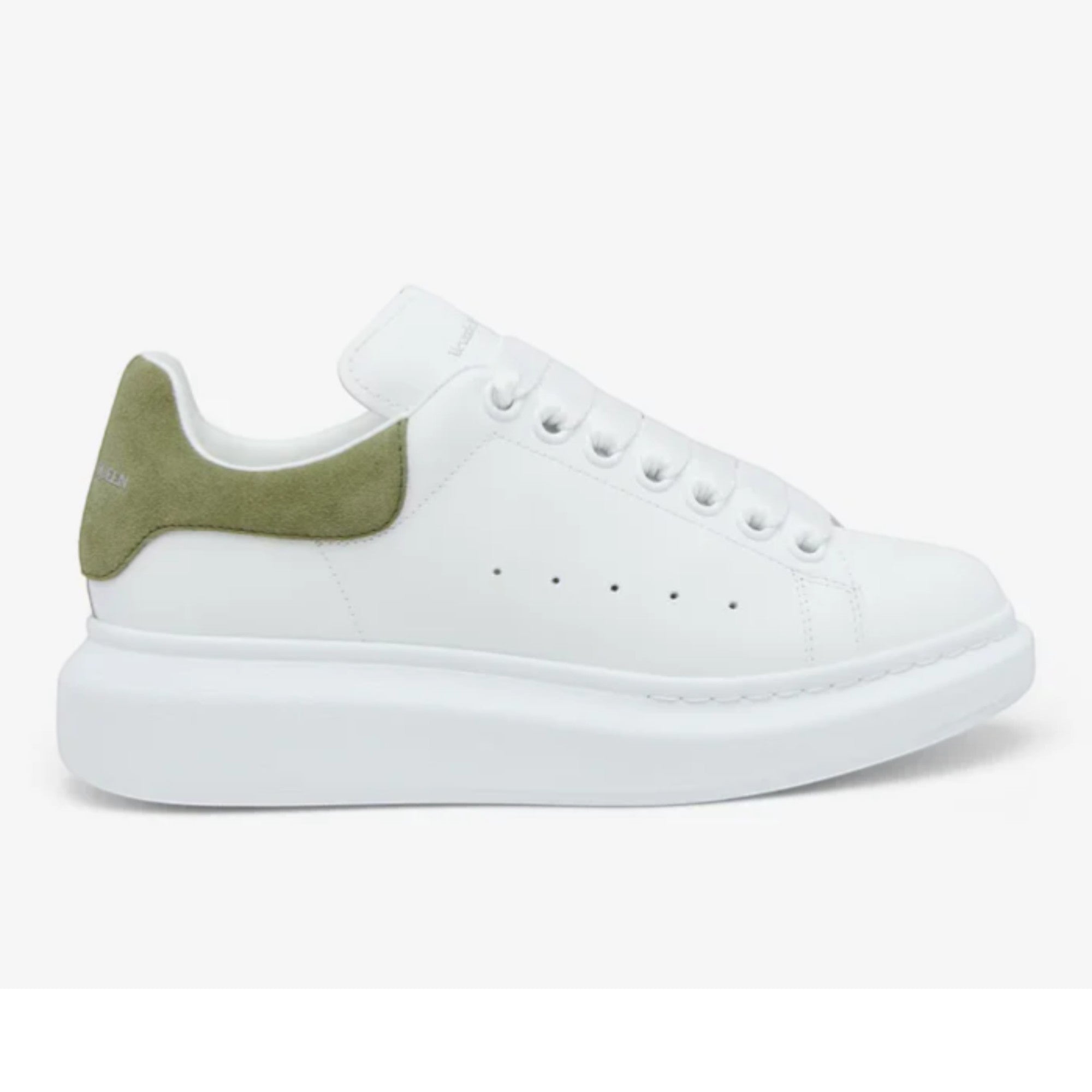 Alexander McQueen Oversized Sneaker in White & Green Suede
