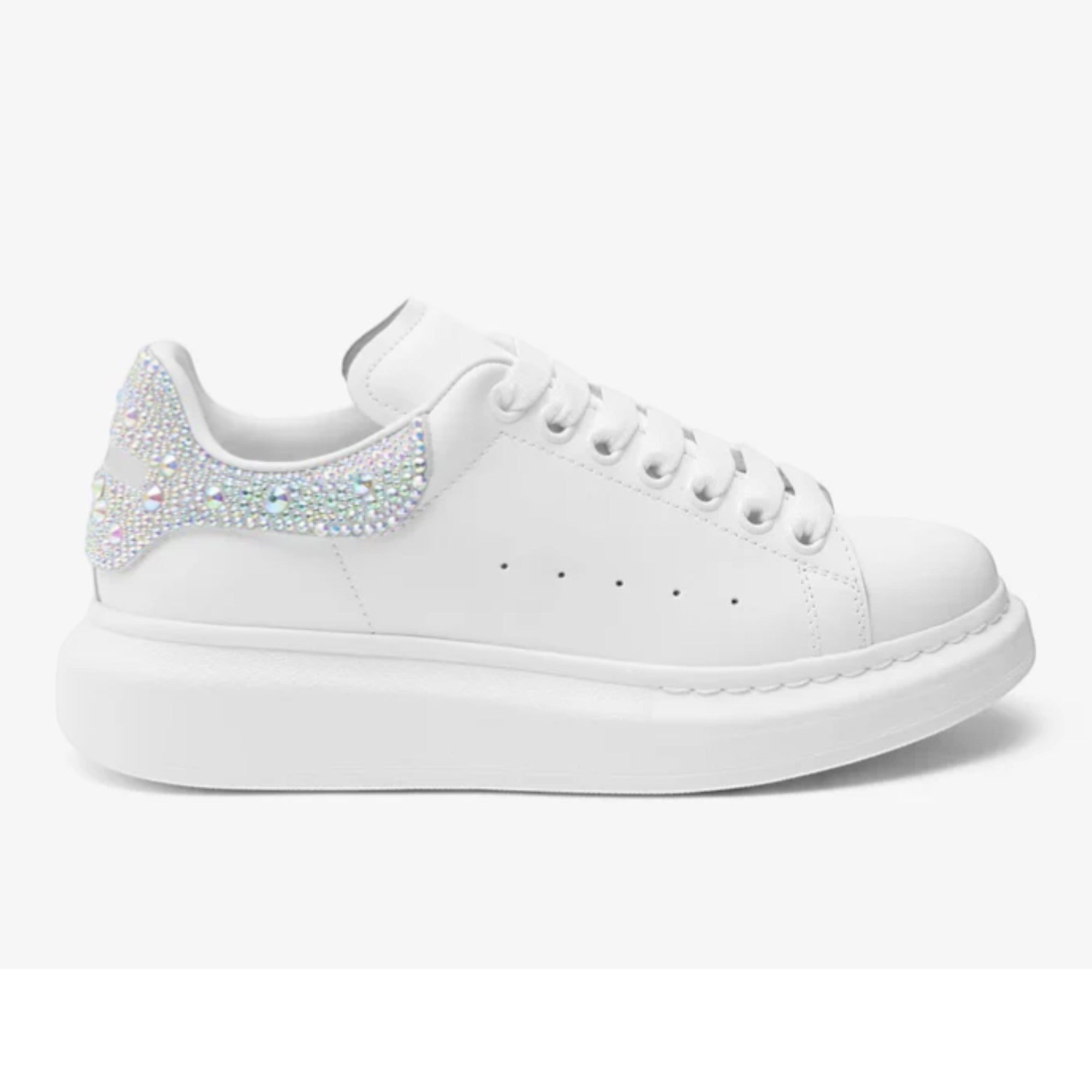Alexander McQueen Oversized Sneaker in White Silver Crystals