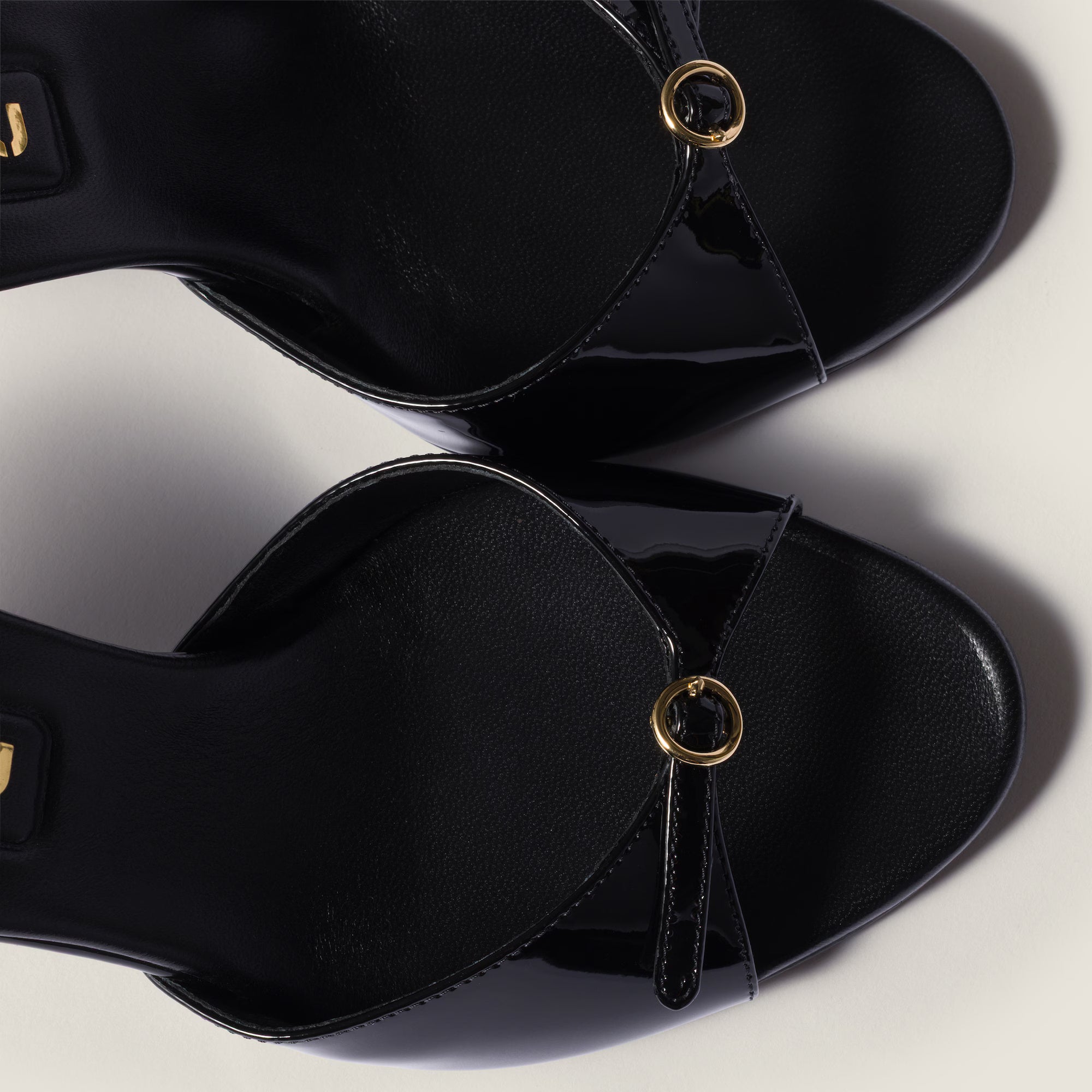 Patent Leather Mules with Buckle 75 mm Black