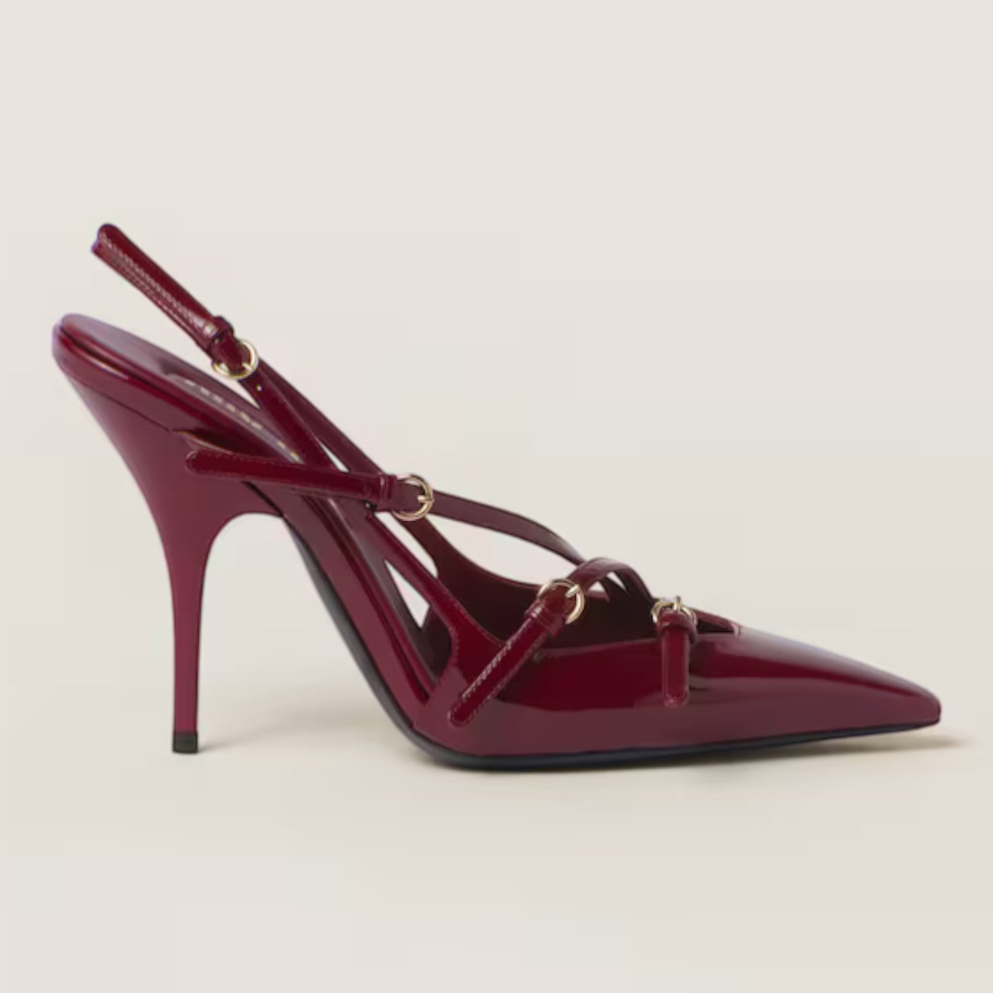 Patent Leather Slingbacks with Buckles 105 mm Crimson