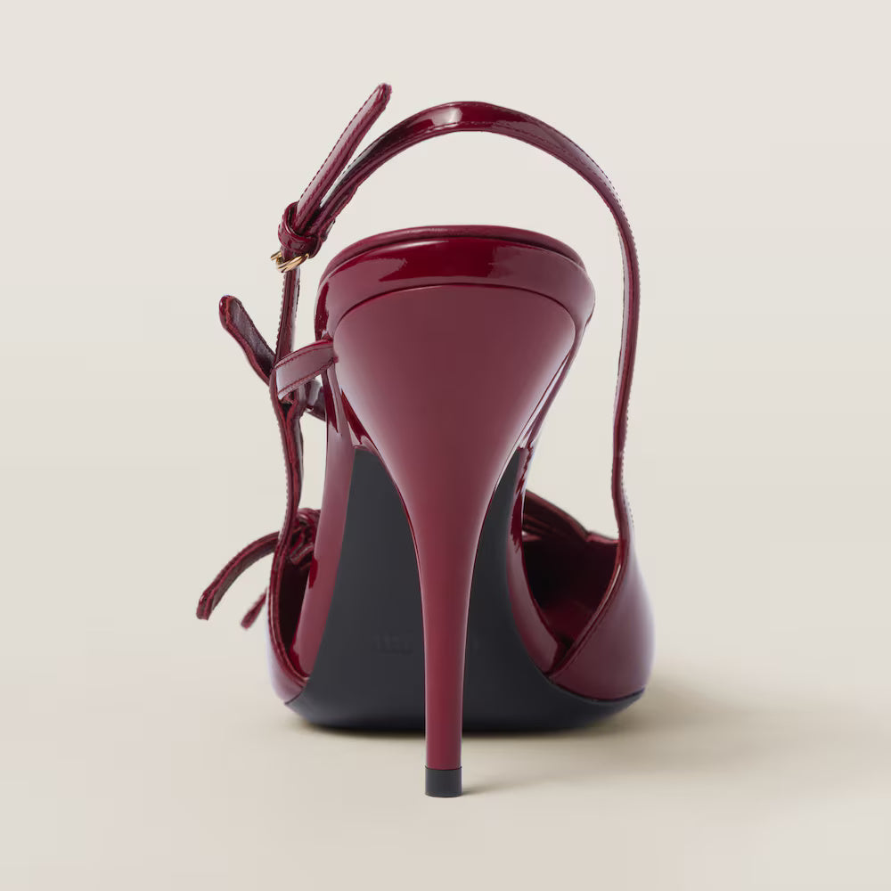 Patent Leather Slingbacks with Buckles 105 mm Crimson