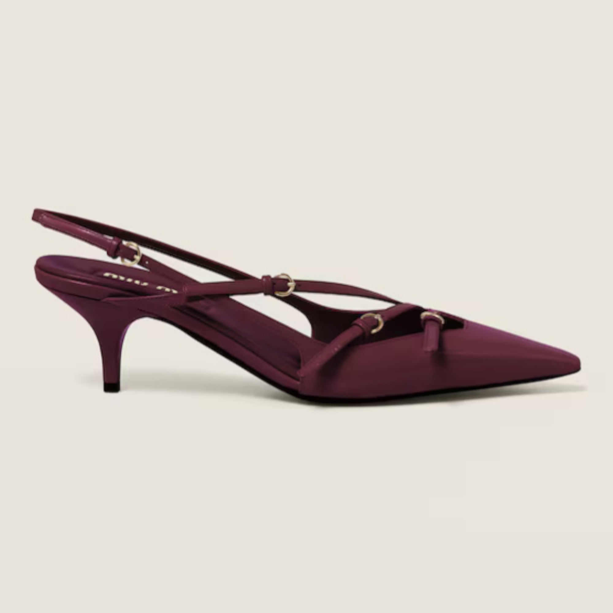 Patent Leather Slingbacks with Buckles 55 mm Crimson