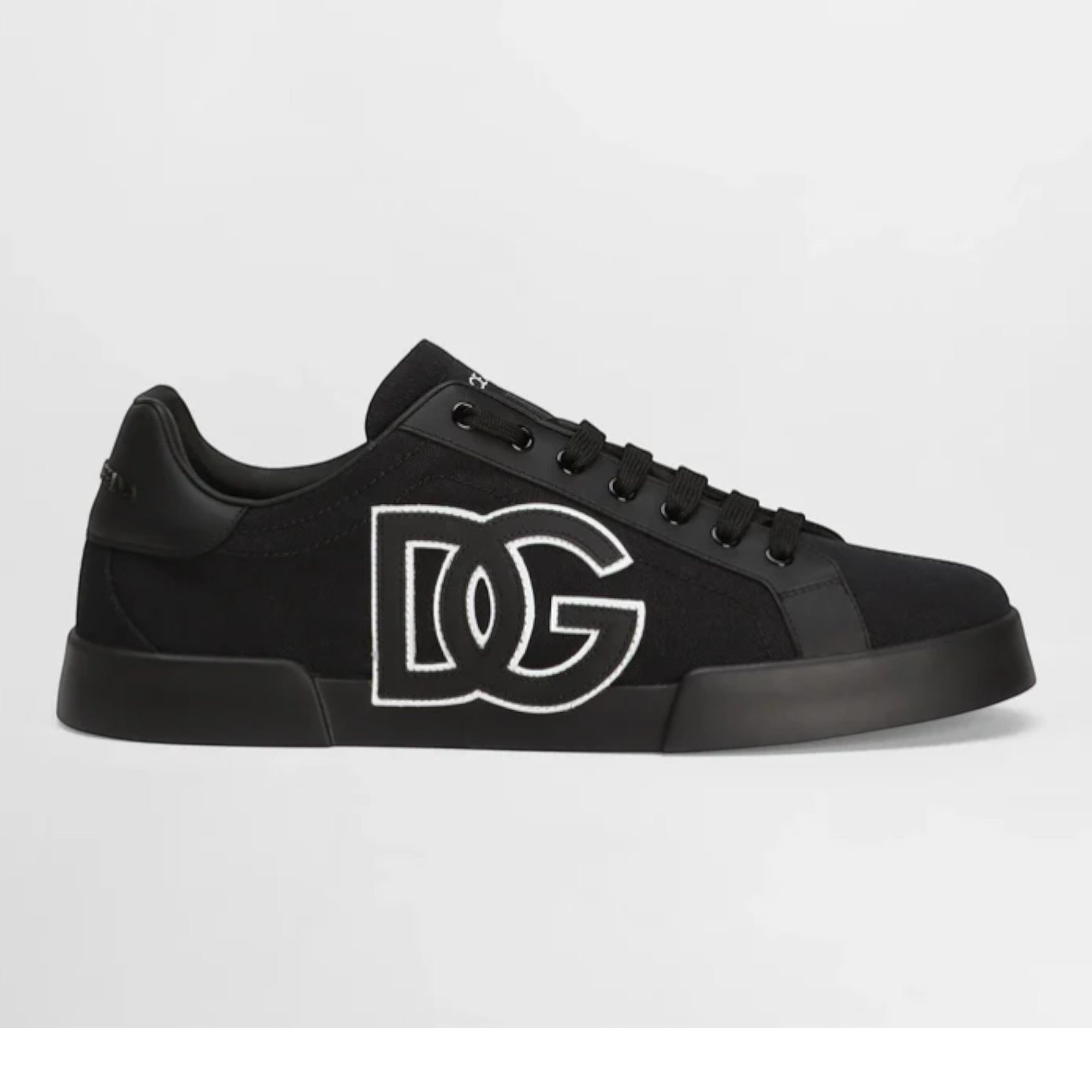 Portofino Light Strobel Sneakers in Canvas and Calfskin Black