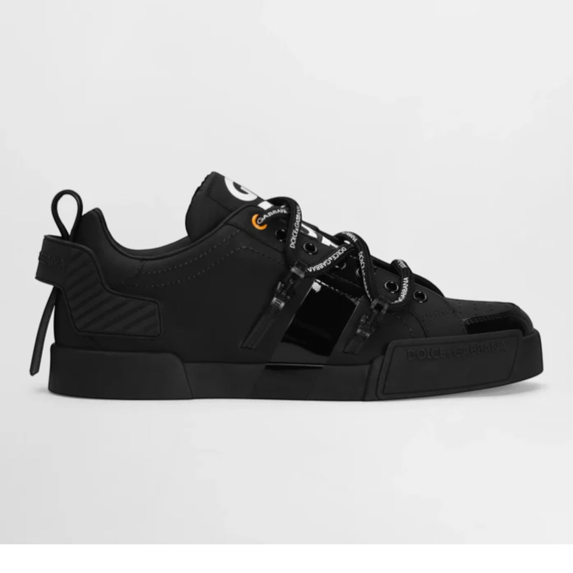 Portofino Sneakers in Calfskin and Patent Leather in Black