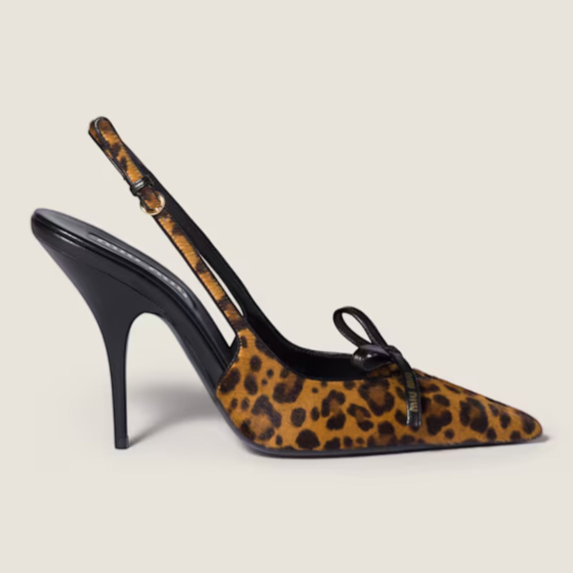 Printed Leather Slingback Pumps 105 mm Honey