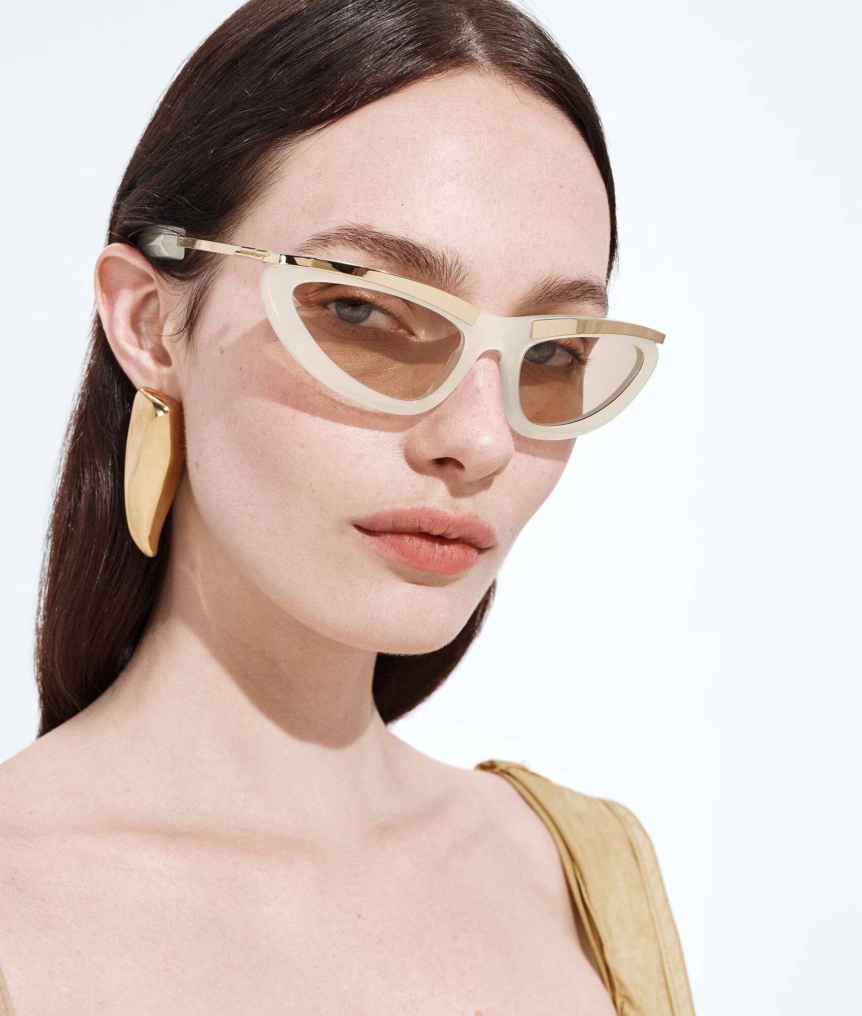 Prisma Cat Eye Sunglasses Ivory Brown