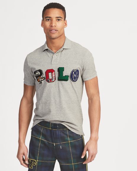 Gray Appliqué Polo Shirt