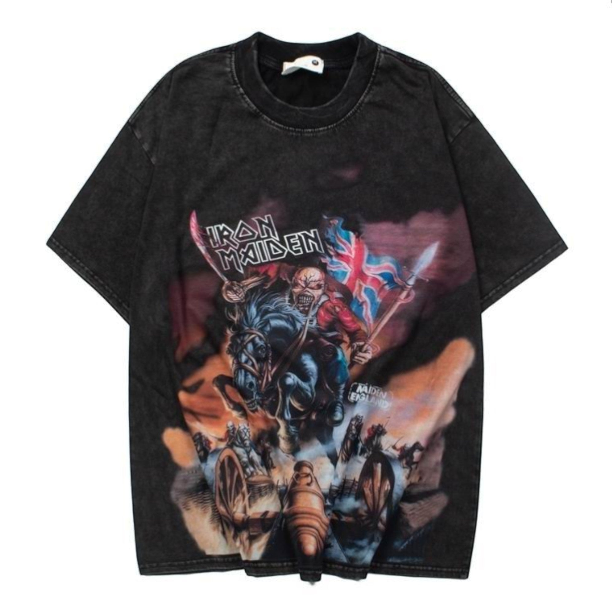 Iron Maiden Steed T-Shirt Stained Black