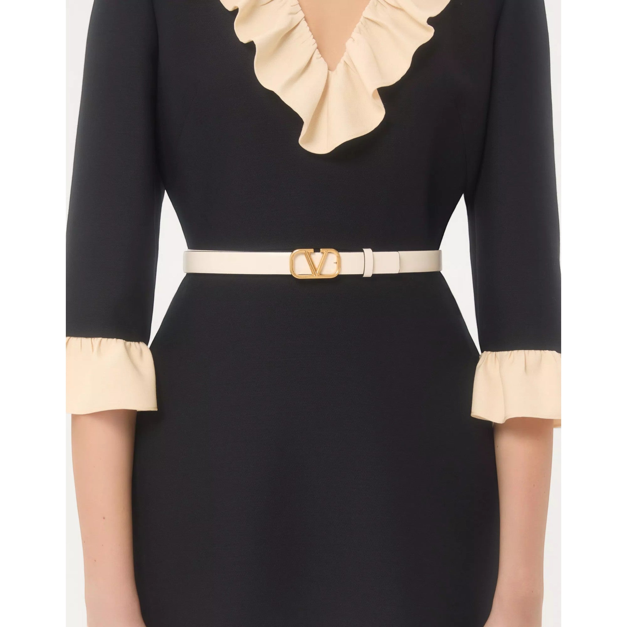 VLogo Signature Reversible Belt Ivory Rose