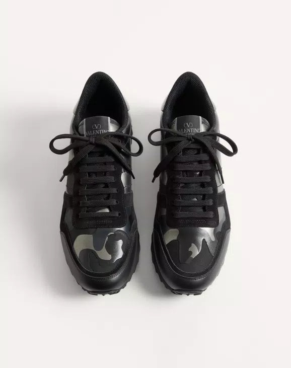Valentino Rockrunner Camouflage Noir Metallic Sneaker