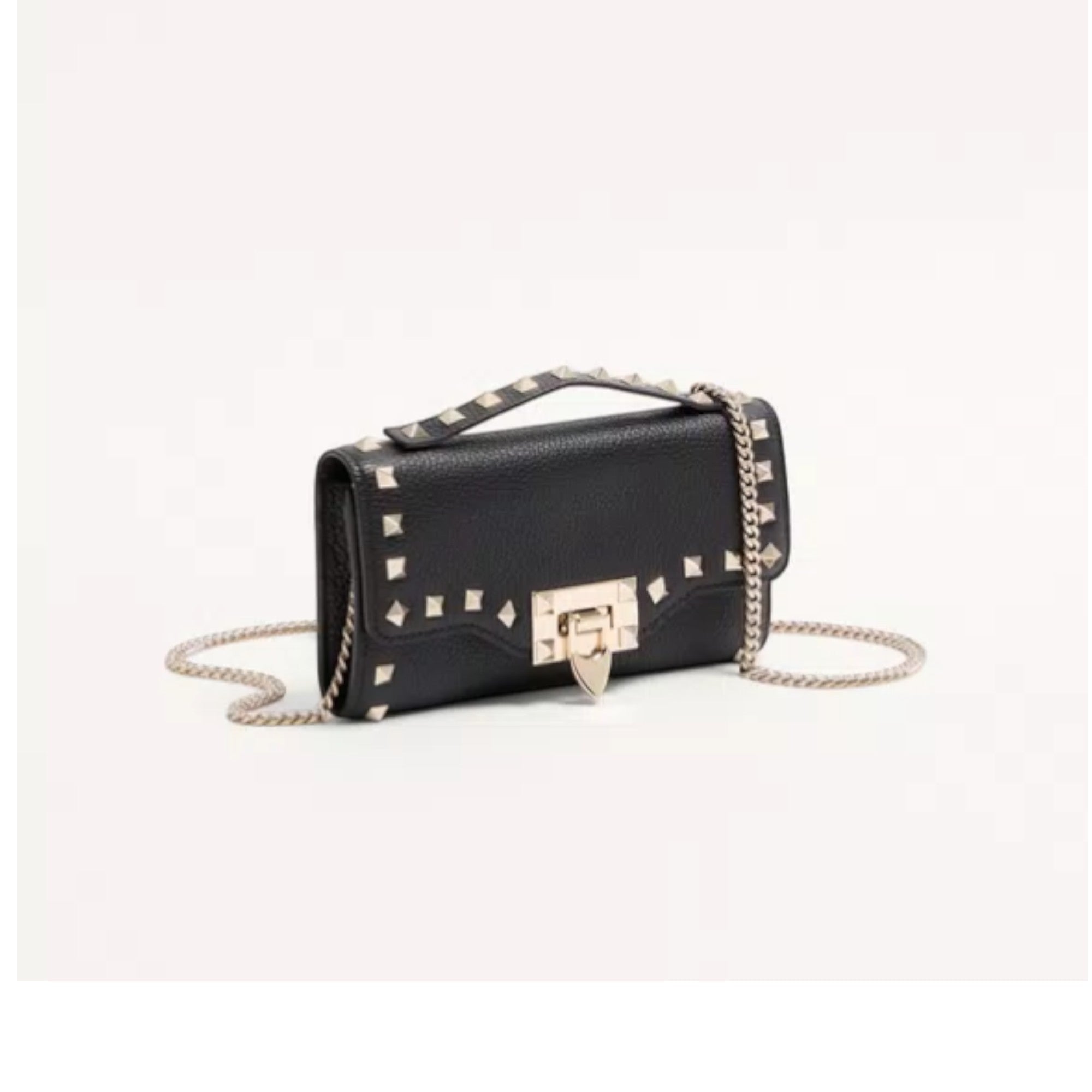 Rockstud Wallet With Chain Black