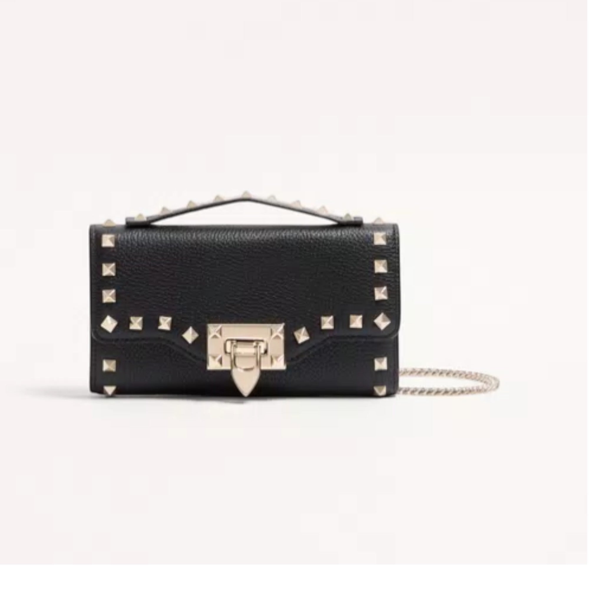 Rockstud Wallet With Chain Black