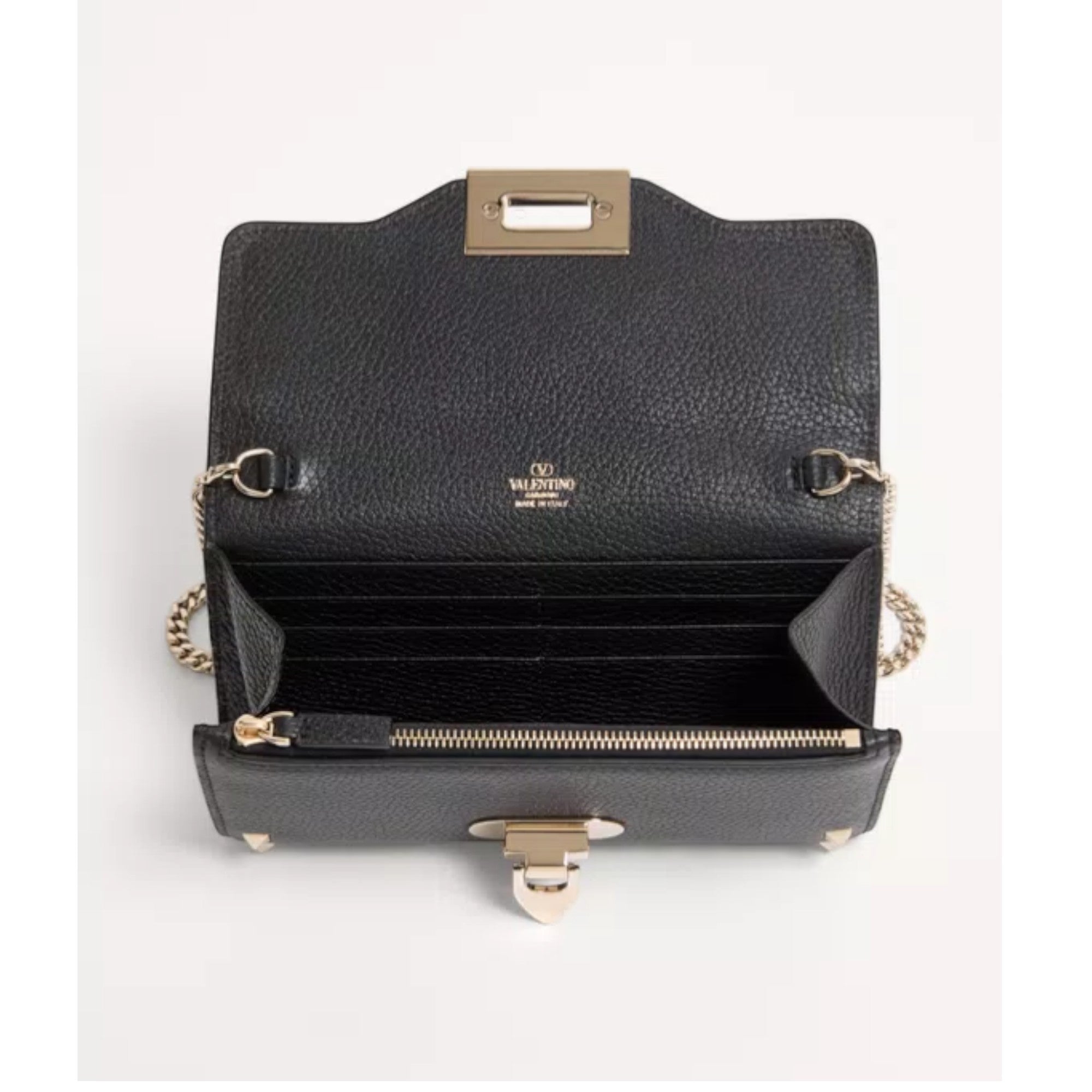 Rockstud Wallet With Chain Black