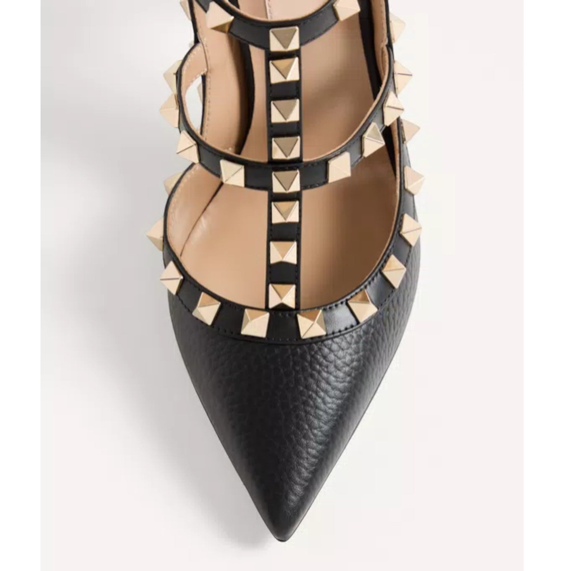 Rockstud Ankle Strap Pumps Black