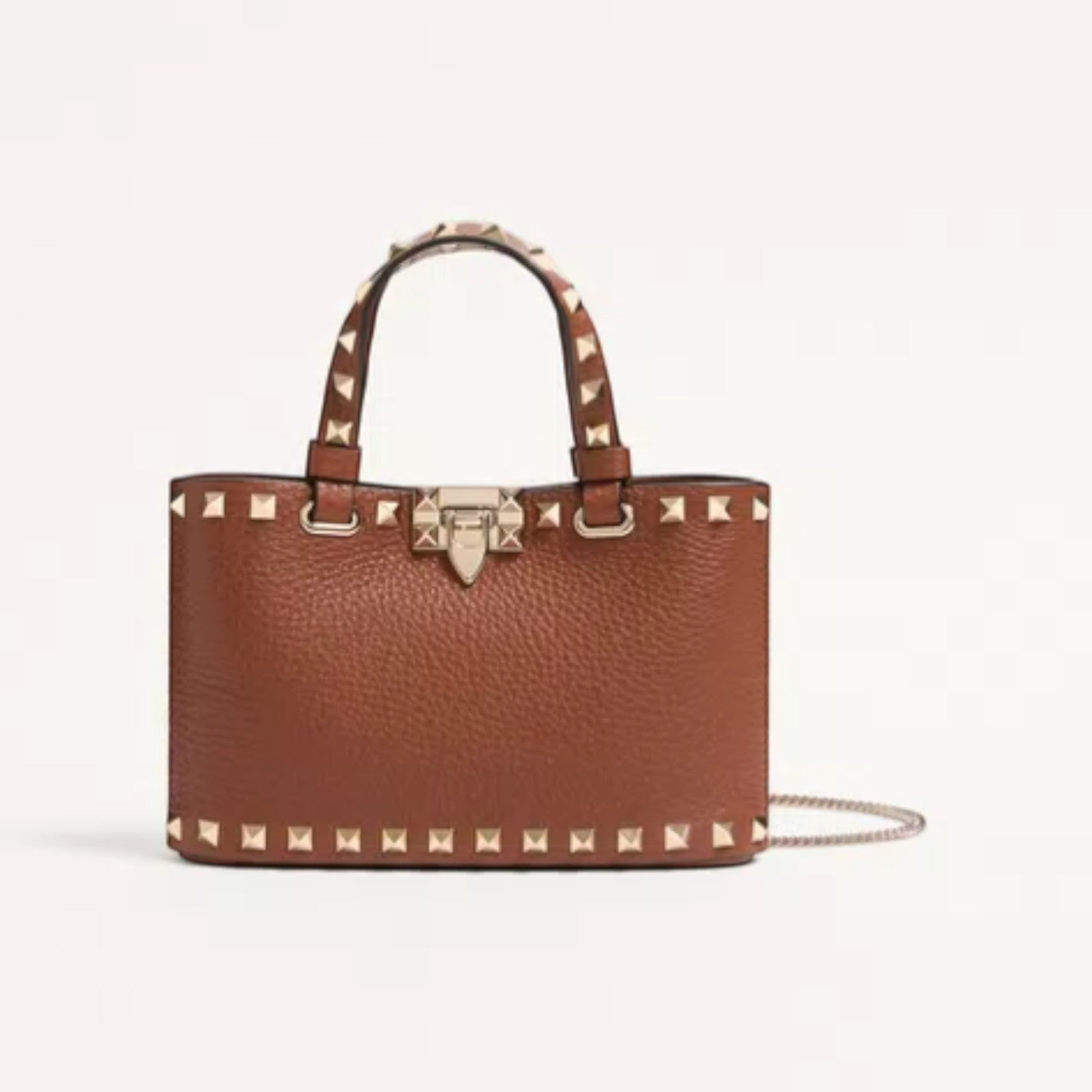 Rockstud Mini Shopping Bag Saddle Brown