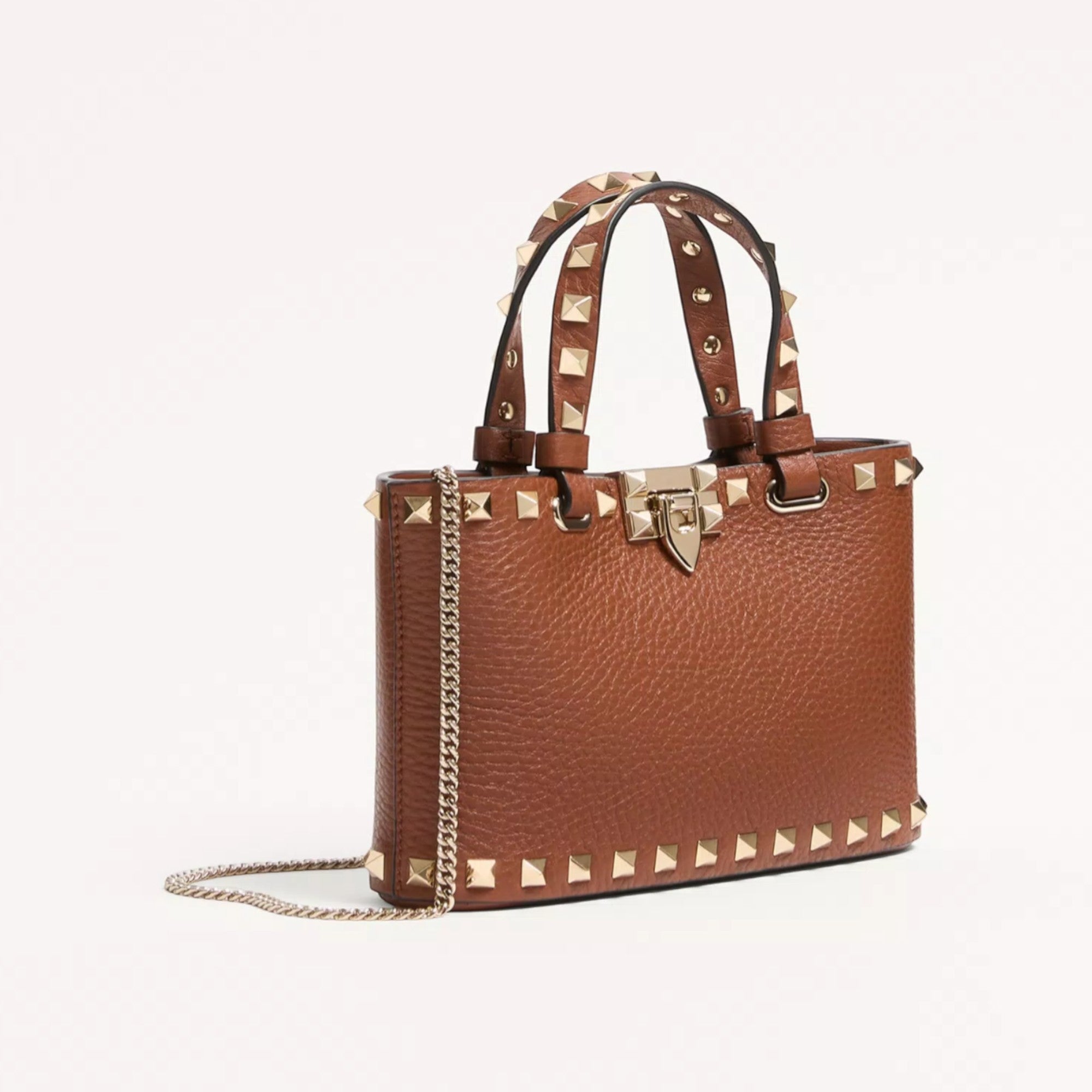 Rockstud Mini Shopping Bag Saddle Brown
