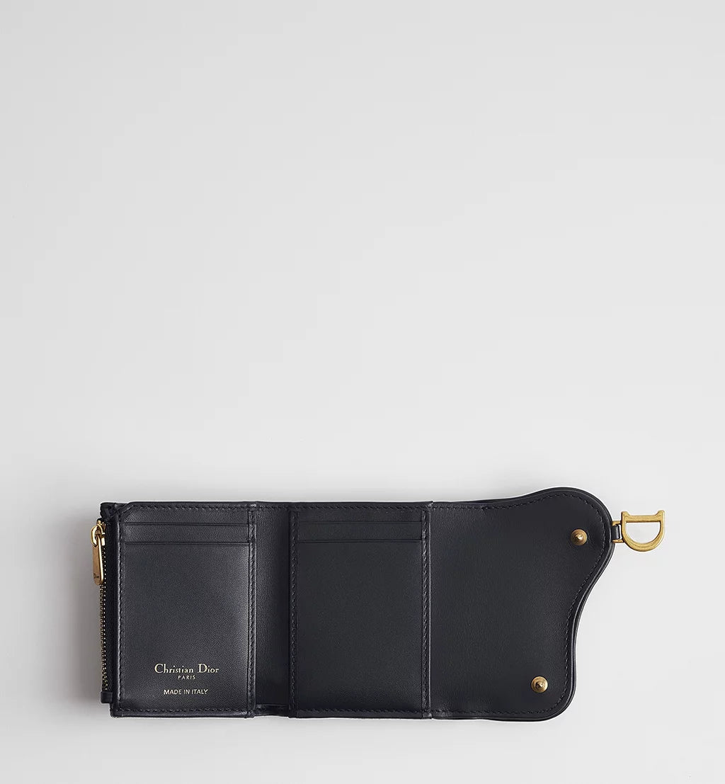 Dior Saddle Lotus Wallet in Blue Dior Oblique Jacquard