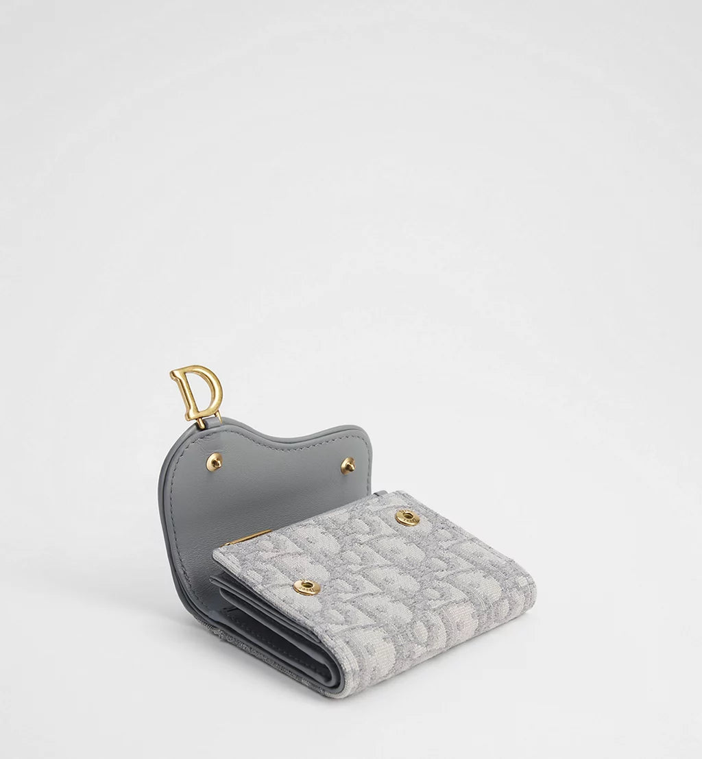 Dior Saddle Lotus Wallet in Gray Dior Oblique Jacquard