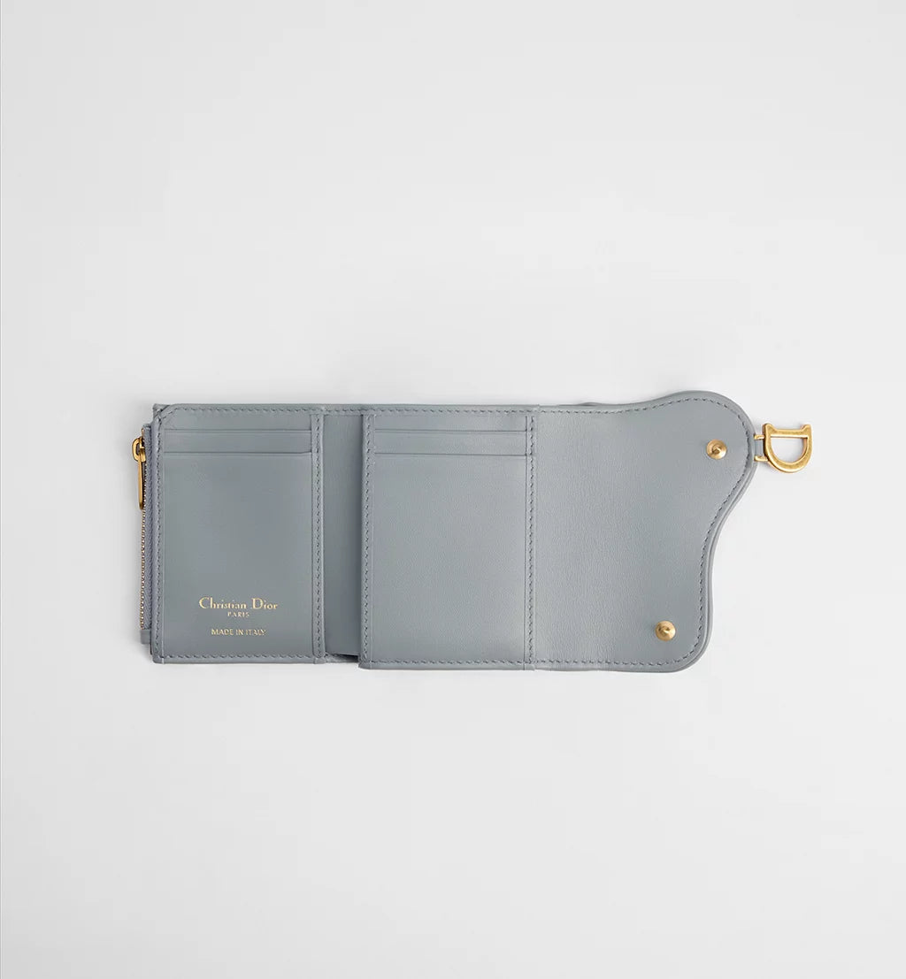 Dior Saddle Lotus Wallet in Gray Dior Oblique Jacquard