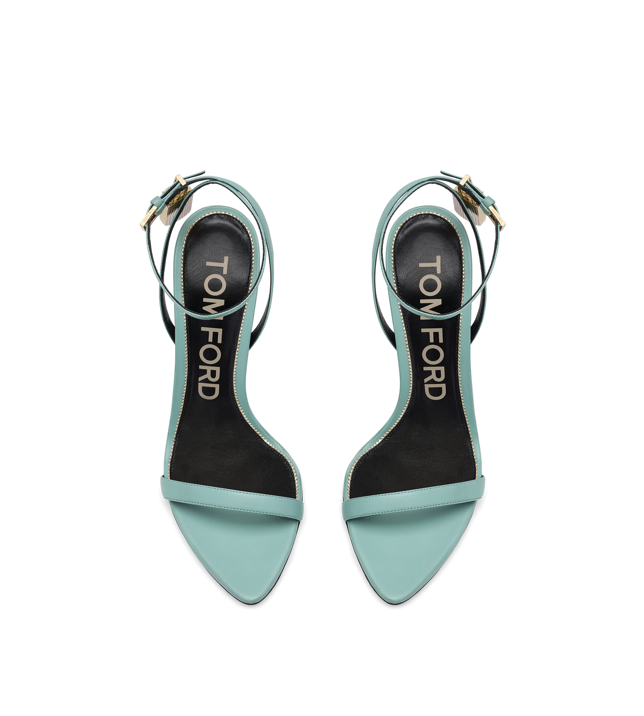 Padlock Pointy Naked Sandal Aqua Blue