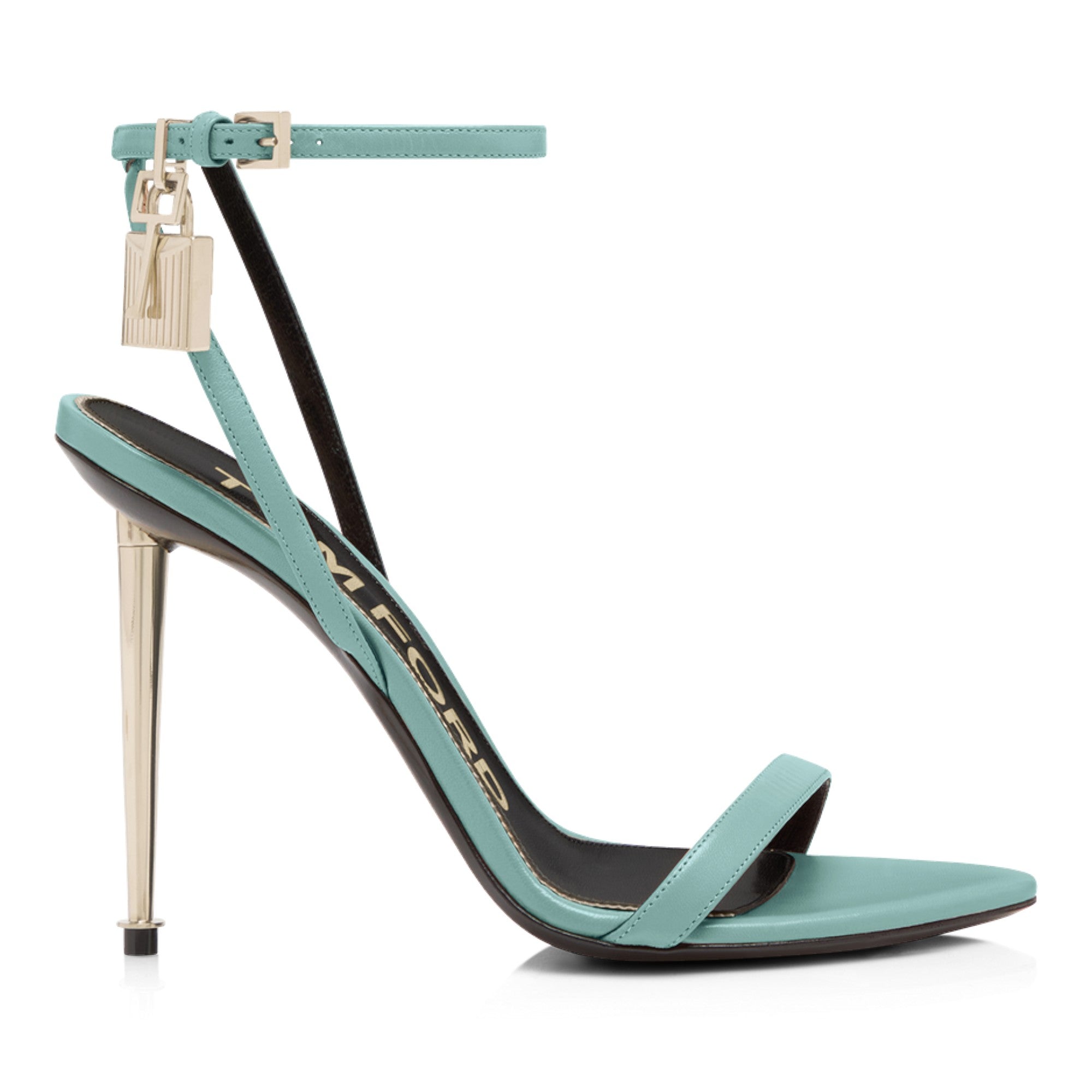 Padlock Pointy Naked Sandal Aqua Blue