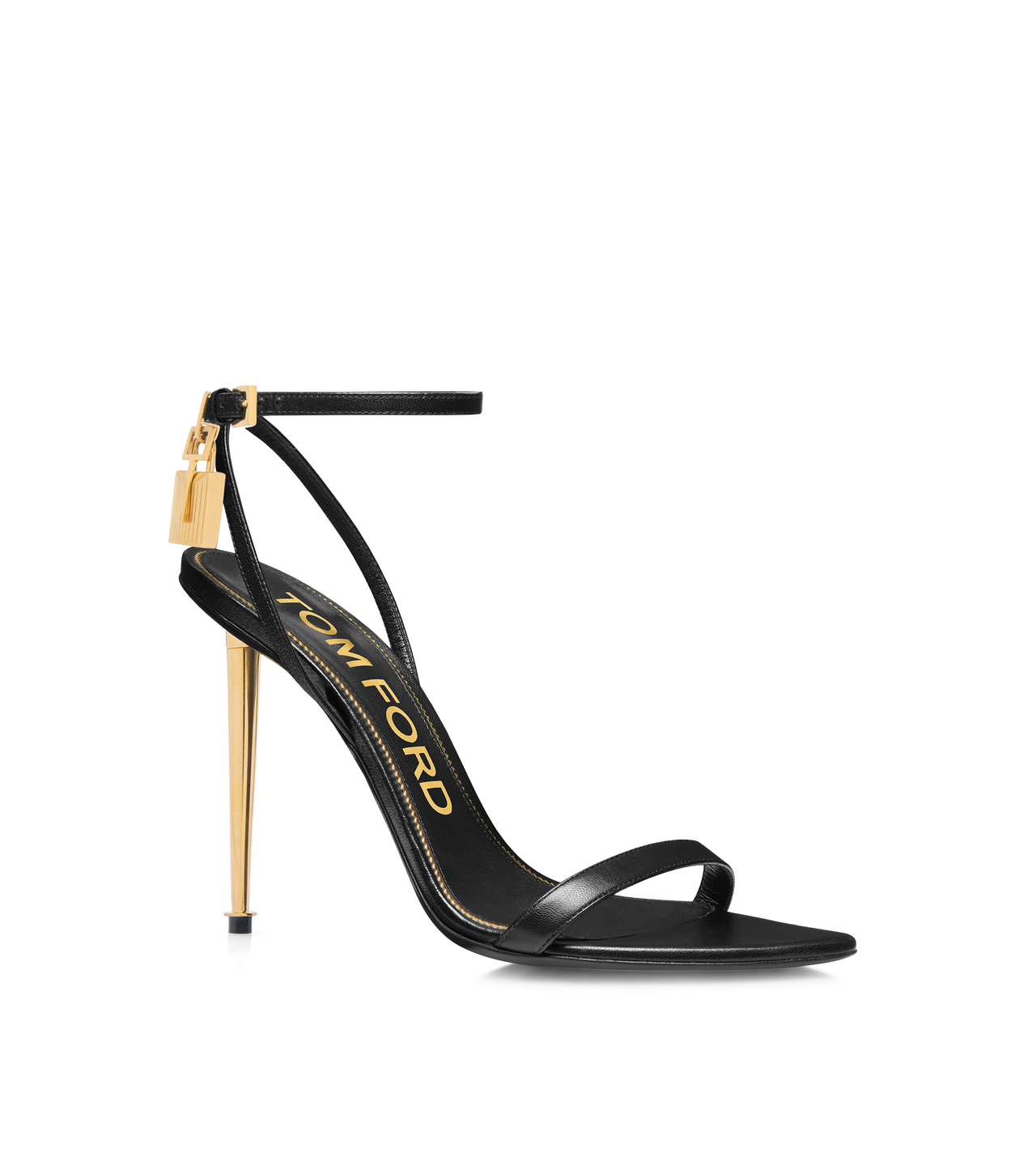 Padlock Pointy Naked Sandal Black