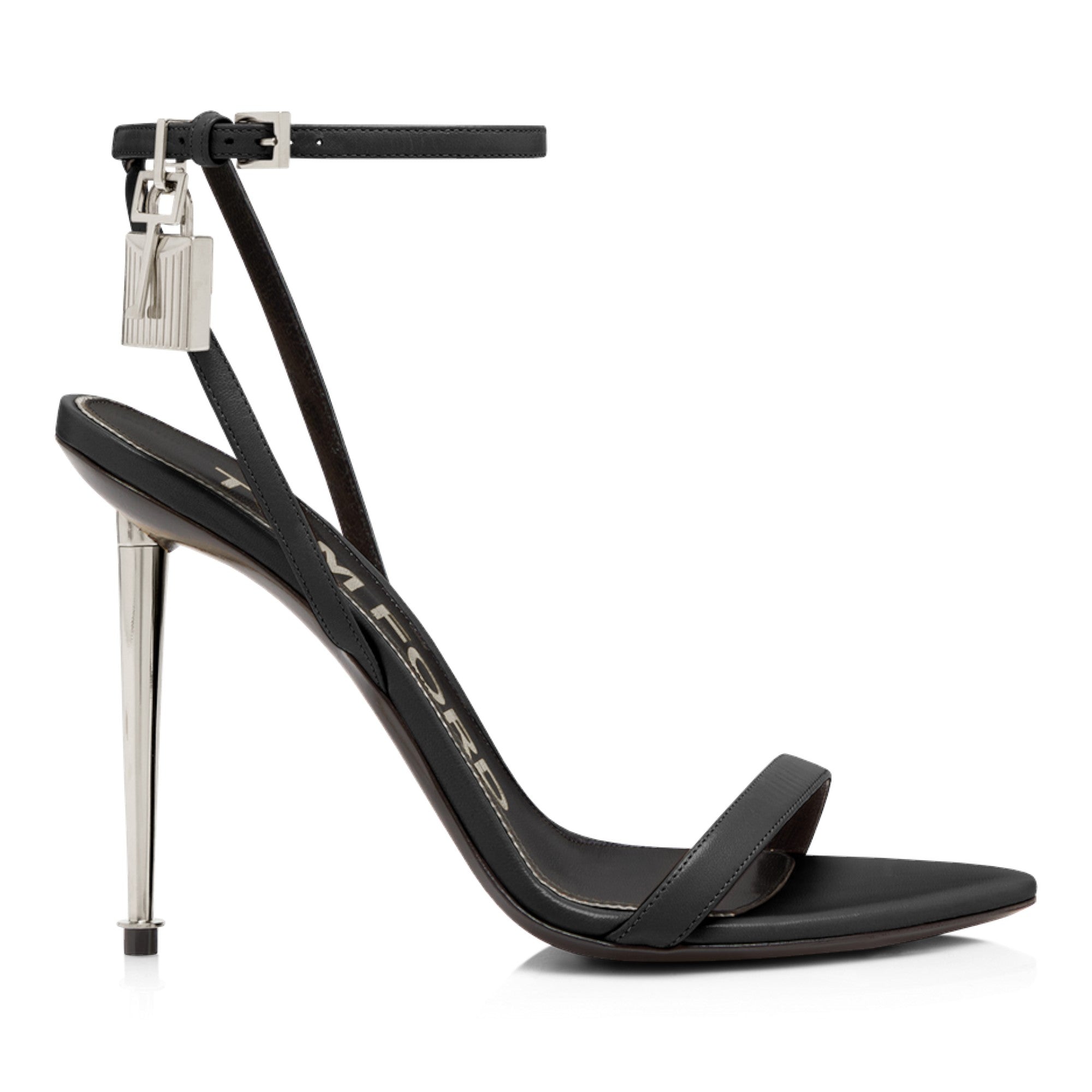 Padlock Pointy Naked Sandal Black