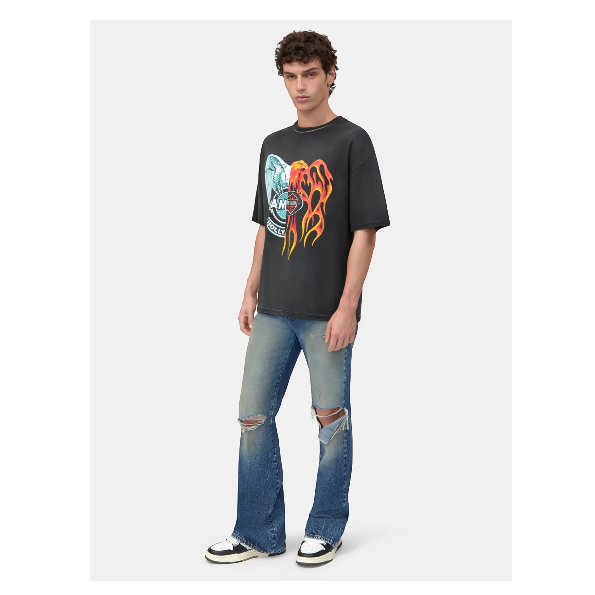 Spliced Oversized T-Shirt Black