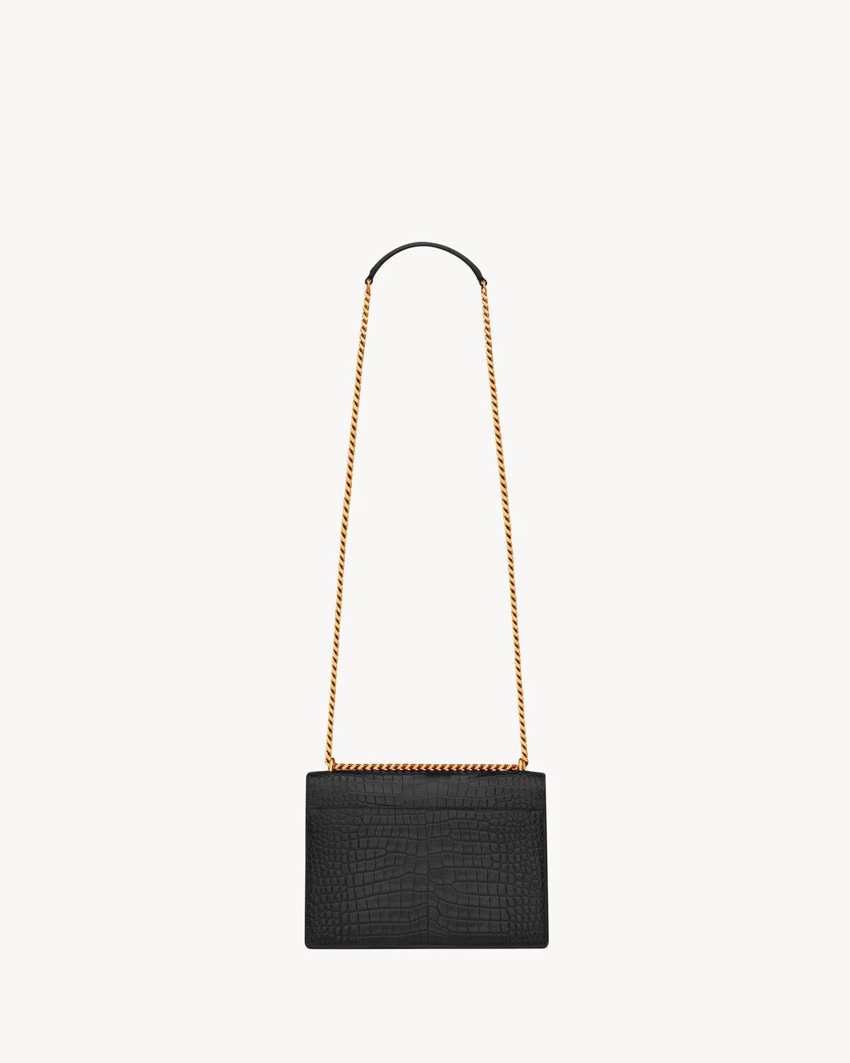 Sunset Medium Bag Crocodile-Embossed Leather Black