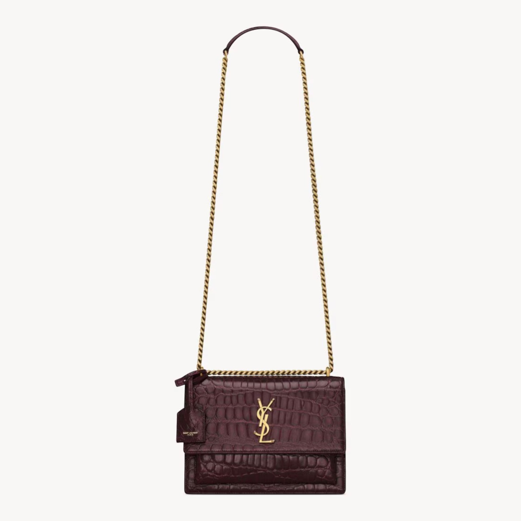 Sunset Medium Bag Crocodile-Embossed Leather