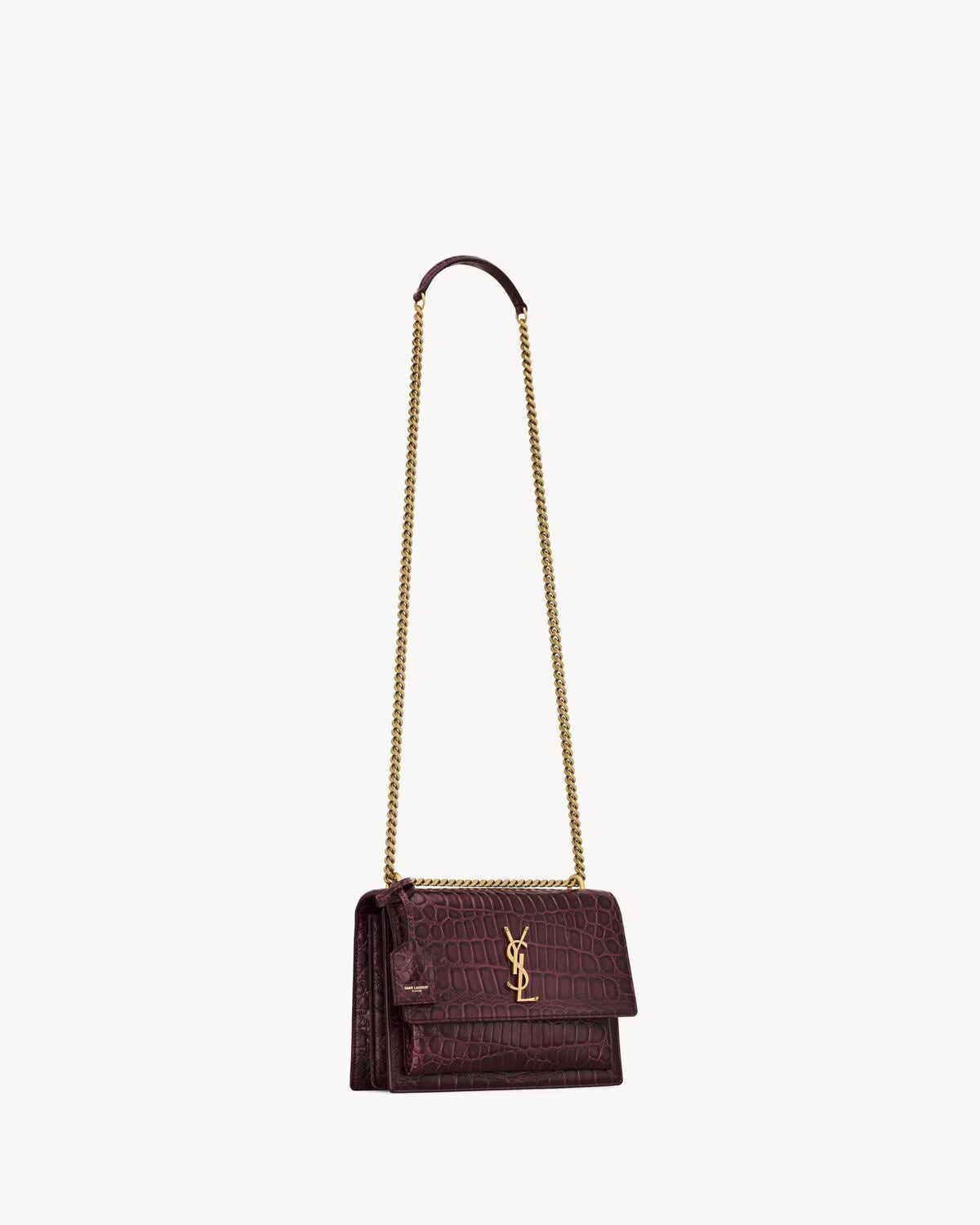 Sunset Medium Bag Crocodile-Embossed Leather