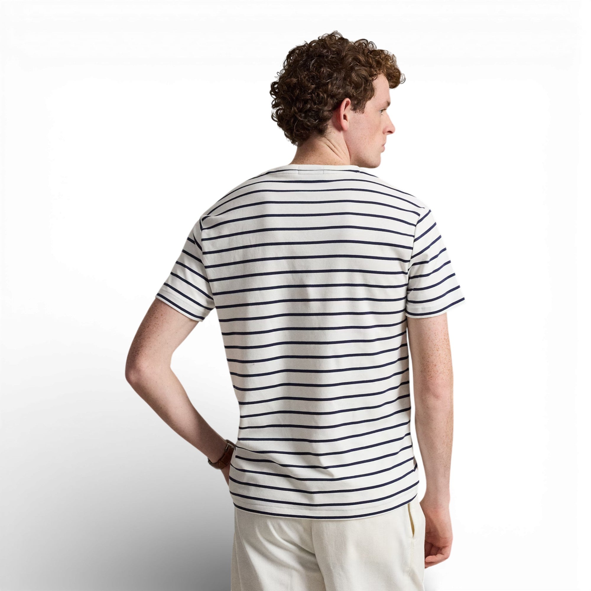 Slim Fit Soft Cotton T-Shirt White Refined Navy