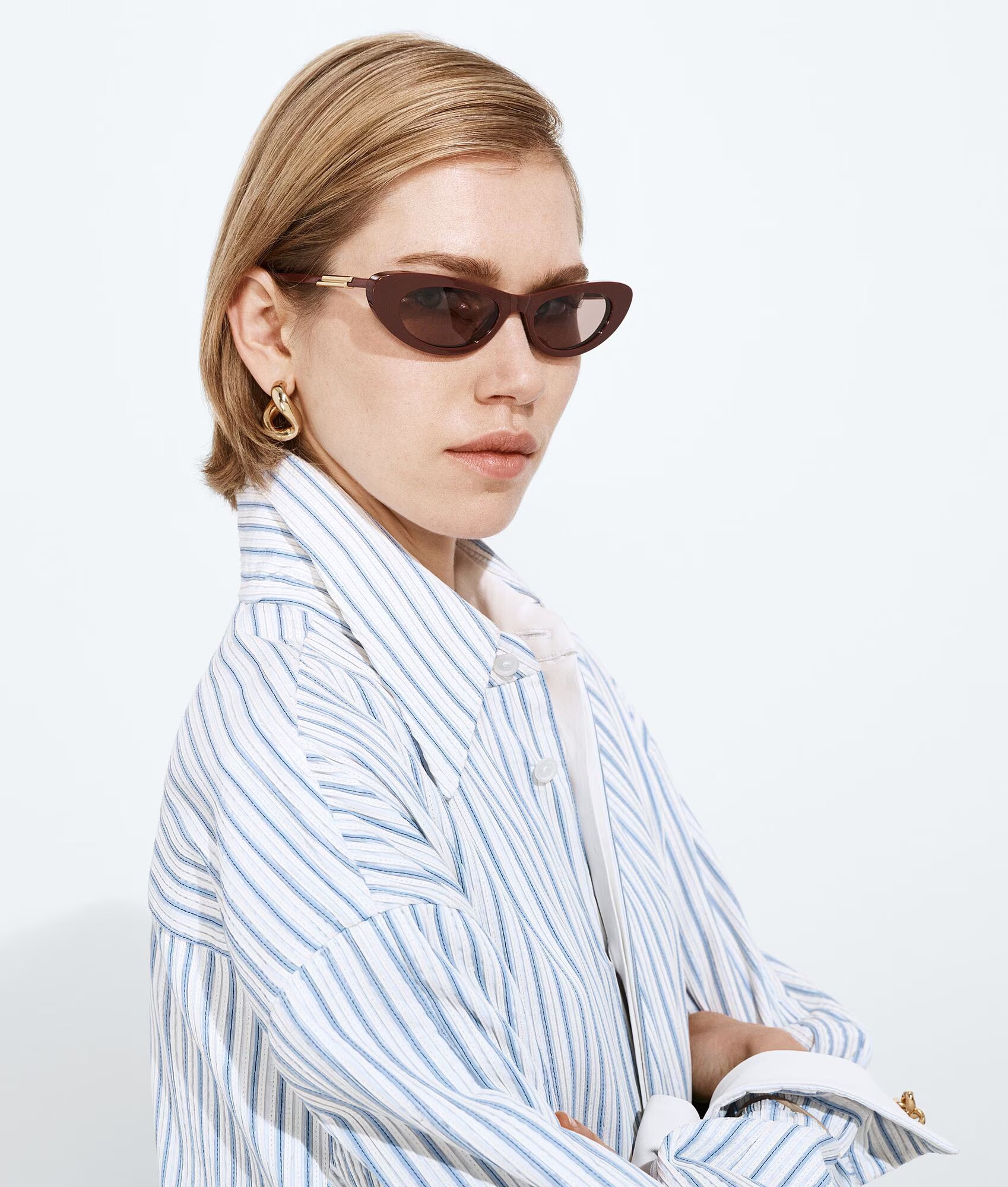 Snap Oval Sunglasses Burgundy Brown