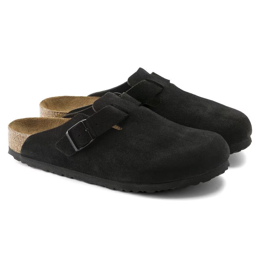 Birkenstock Boston Suede Leather Clog Black