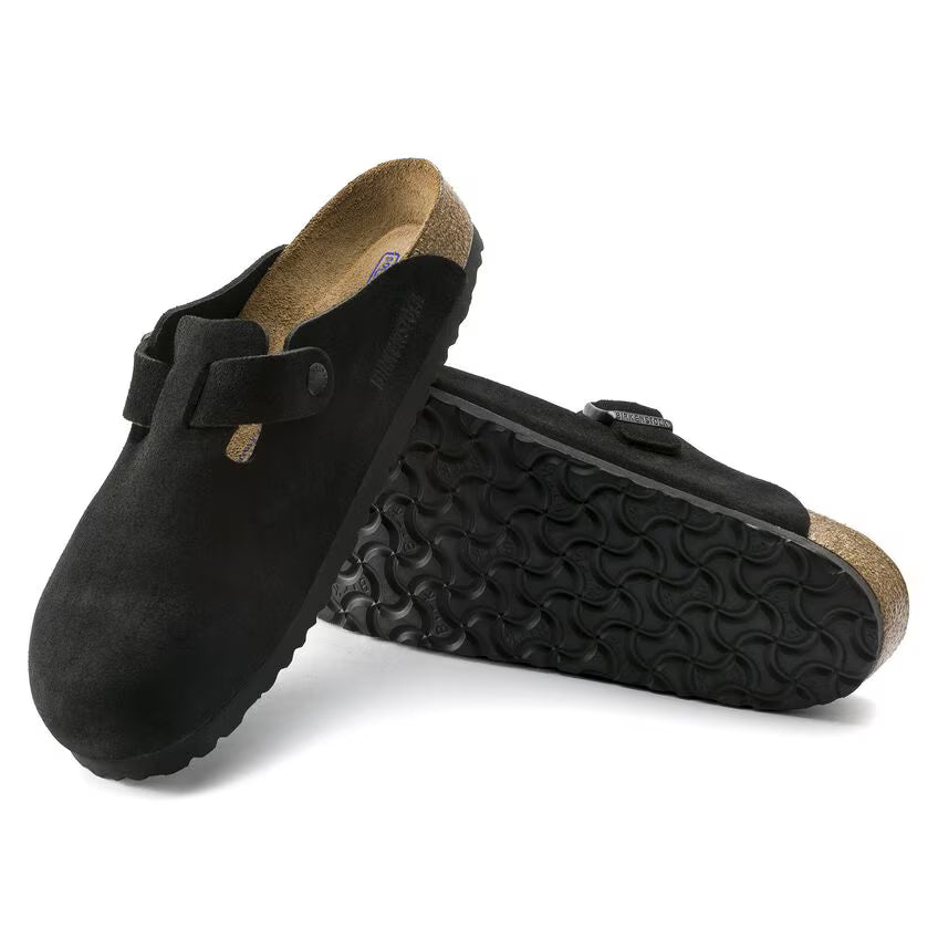 Birkenstock Boston Suede Leather Clog Black