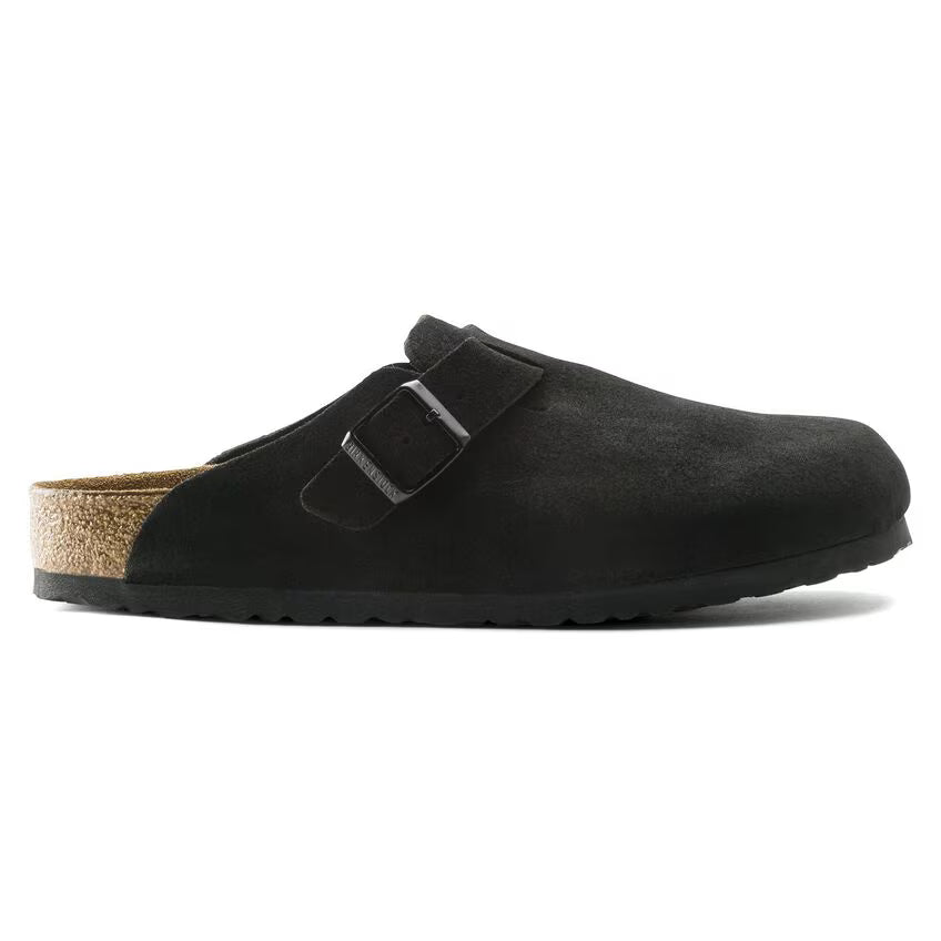 Birkenstock Boston Suede Leather Clog Black