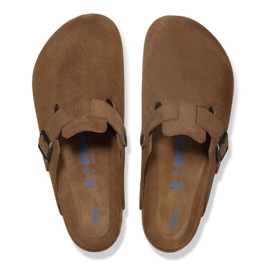 Birkenstock Boston Suede Leather Clog Dark Tea Tonal