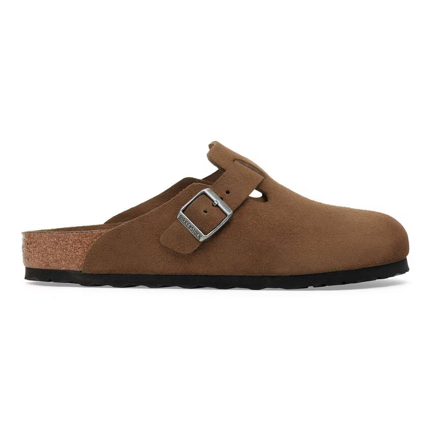 Birkenstock Boston Suede Leather Clog Dark Tea Tonal