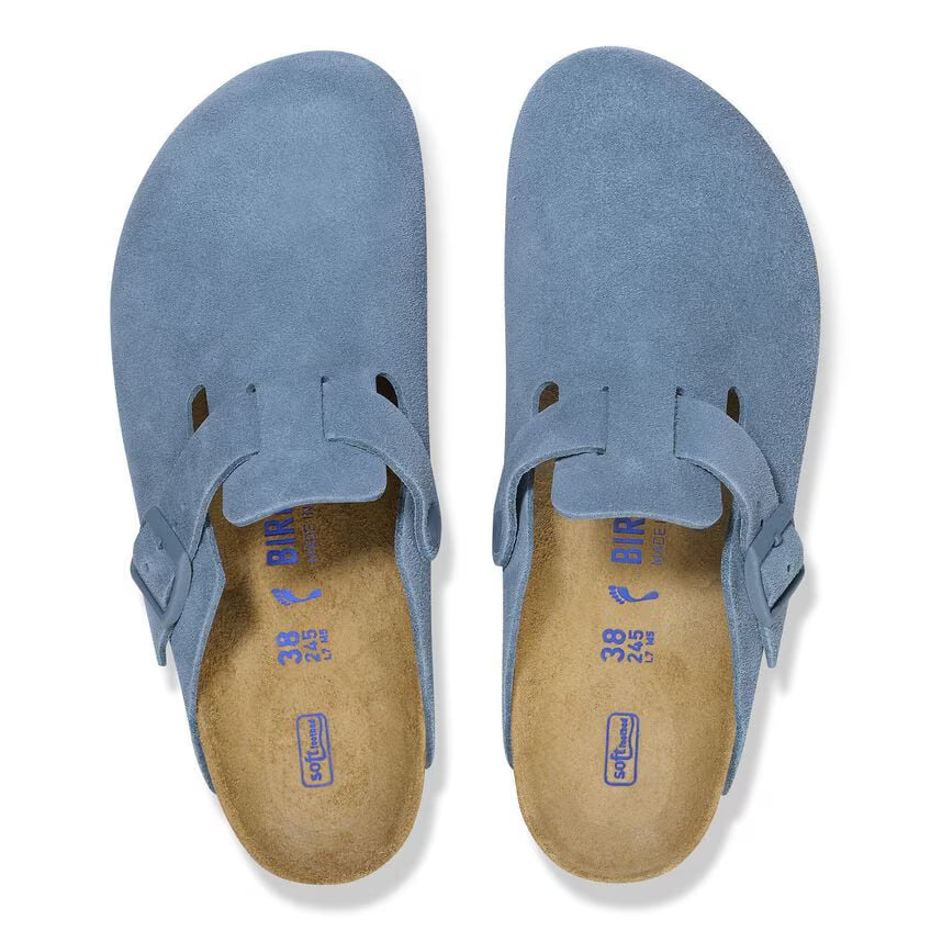 Birkenstock Boston Suede Leather Clog Elemental Blue