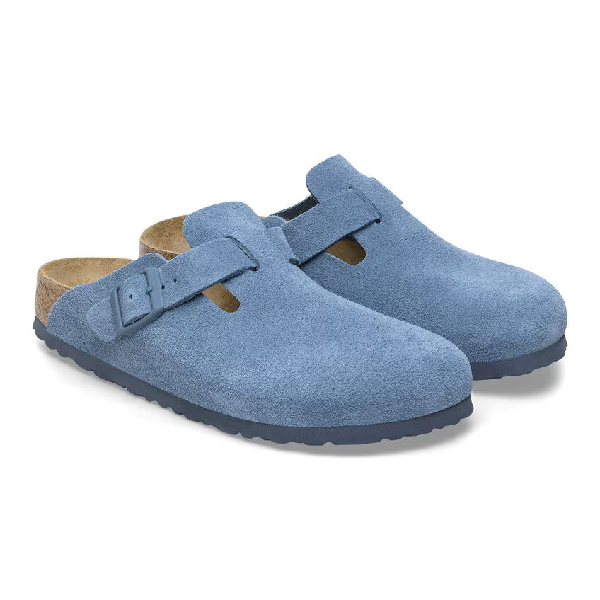 Birkenstock Boston Suede Leather Clog Elemental Blue