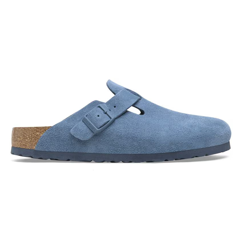 Birkenstock Boston Suede Leather Clog Elemental Blue
