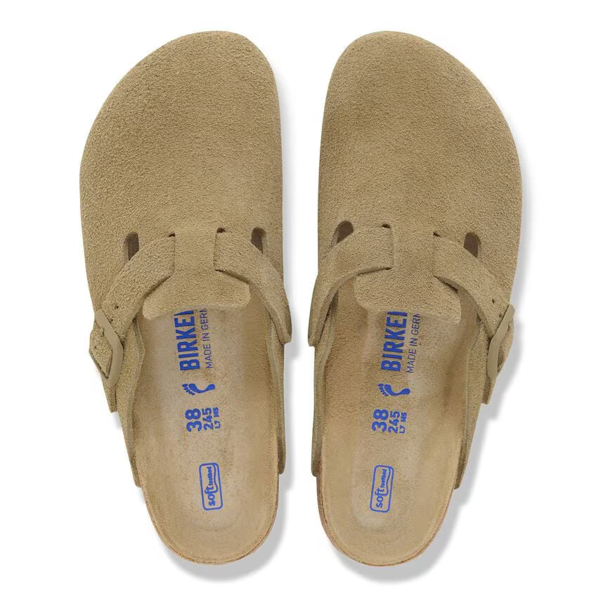 Birkenstock Boston Suede Leather Clog Faded Khaki
