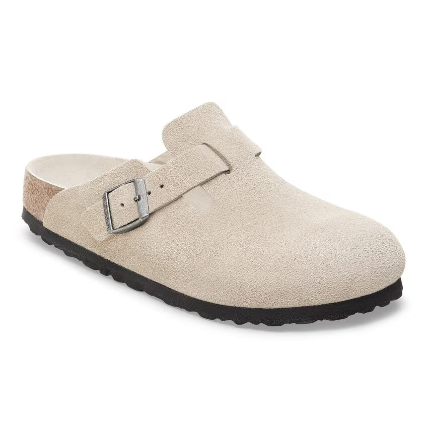 Birkenstock Boston Suede Leather Clog Oyster Tonal