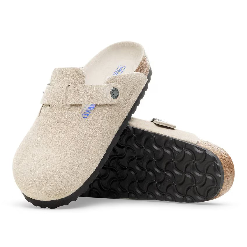 Birkenstock Boston Suede Leather Clog Oyster Tonal