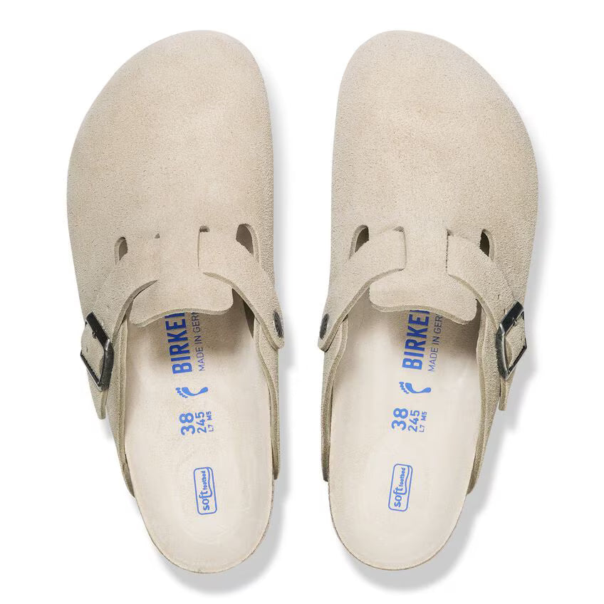 Birkenstock Boston Suede Leather Clog Oyster Tonal